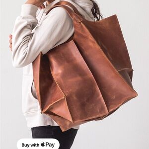 Hand Crafted Brown Leather Tote Bag